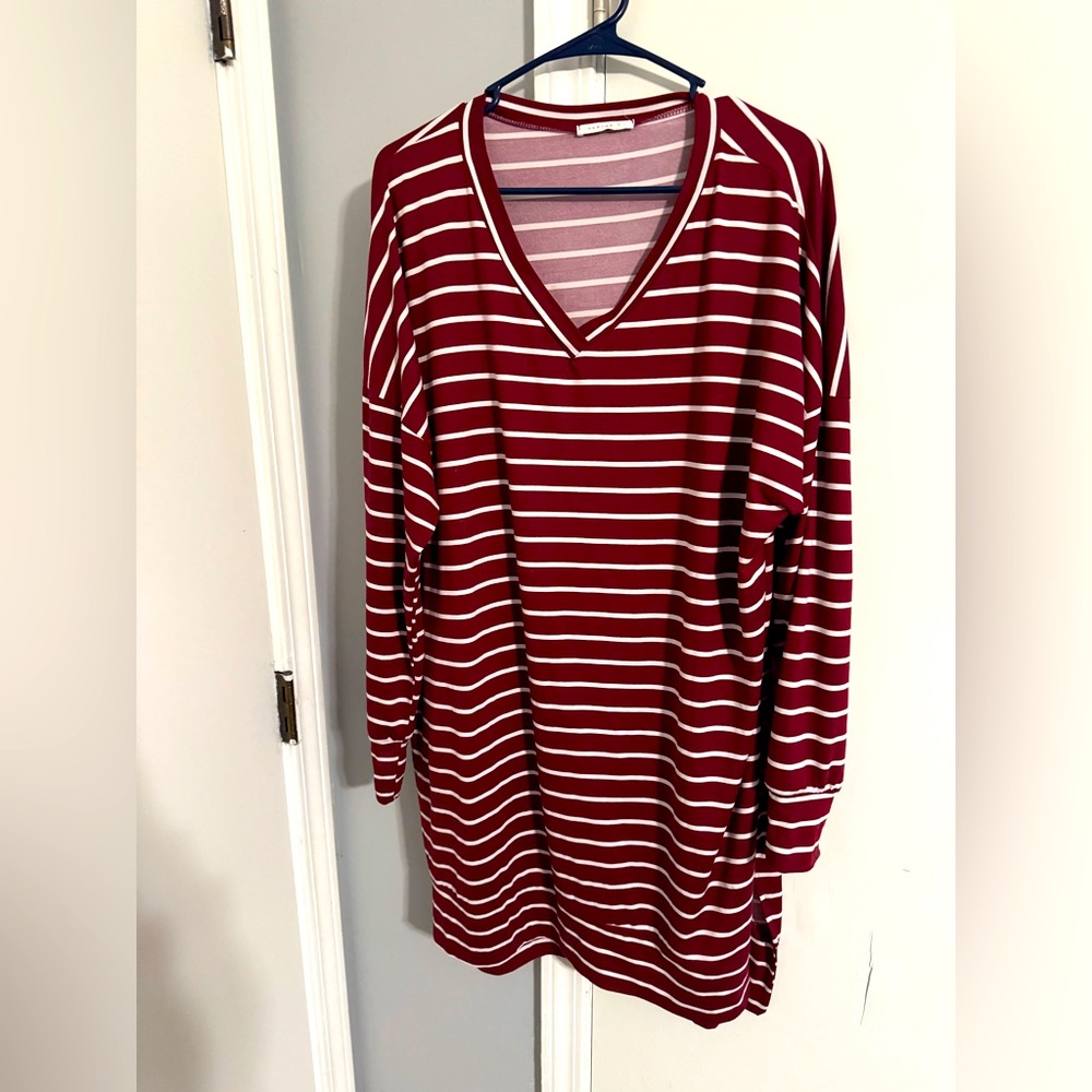 Maroon striped tunic top